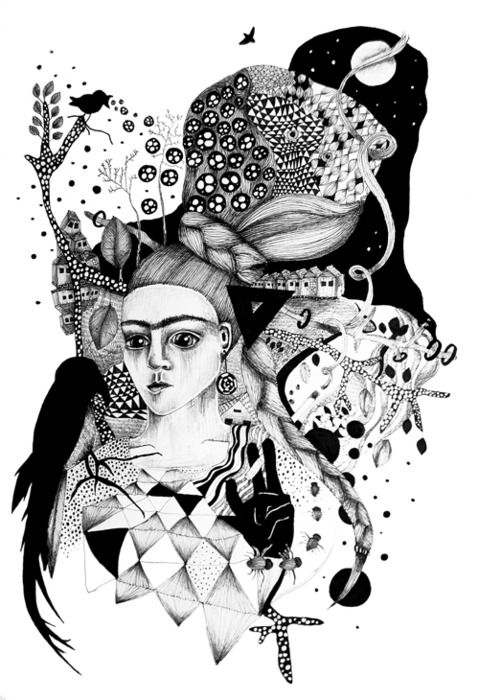 Frida Kahlo, Yoko Ono, Coco Chanel, Virginia Wolf. Illustrationer, 2011.