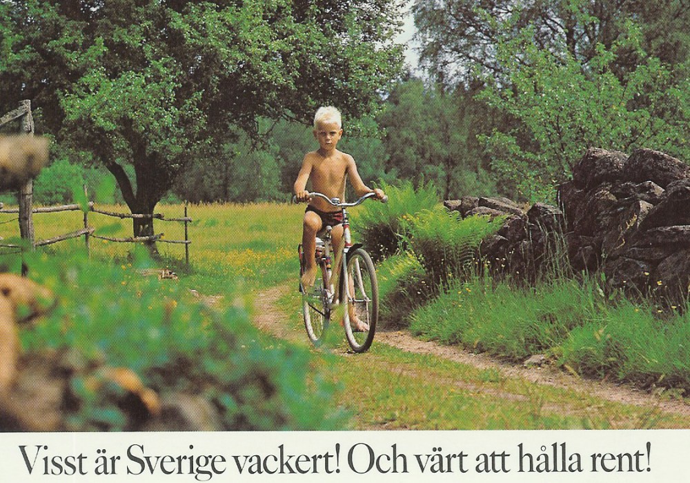 Vykort Visst är Sverige vackert! Och värt att hålla rent!, Postverkets tryckeri 1974