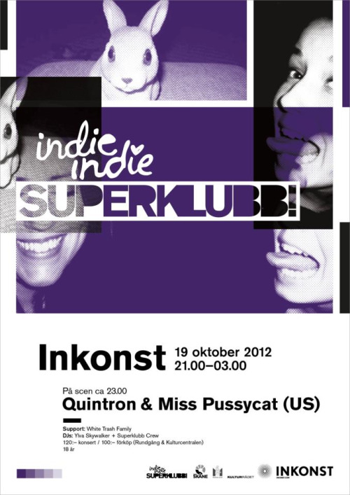 Grafisk profil till klubben Indie indie superklubb!, 2012.
