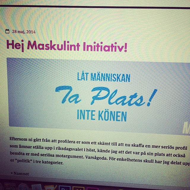Kunde inte hålla diss-fingrarna borta. 😁 Nybloggat om töntarna Maskulint Initiativ.