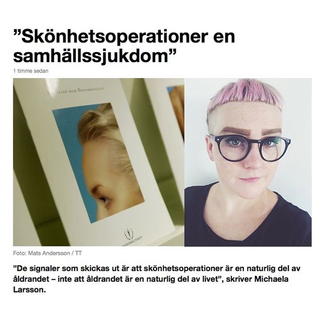 Skrivit en debattartikel på SVT Opinion, om att sluta normalisera skönhetsoperationer, idag. ✏️ http://www.svt.se/opinion/article2410806.svt
