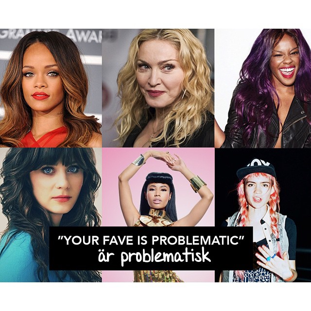 ✏️ Har bloggat om sidan "Your fave is problematic", som jag menar är en liten del i en större, vidrig kultur som jag aldrig kommer låta vara en del av min feminism. 👊 In och läs, diskussionen är igång. 👉