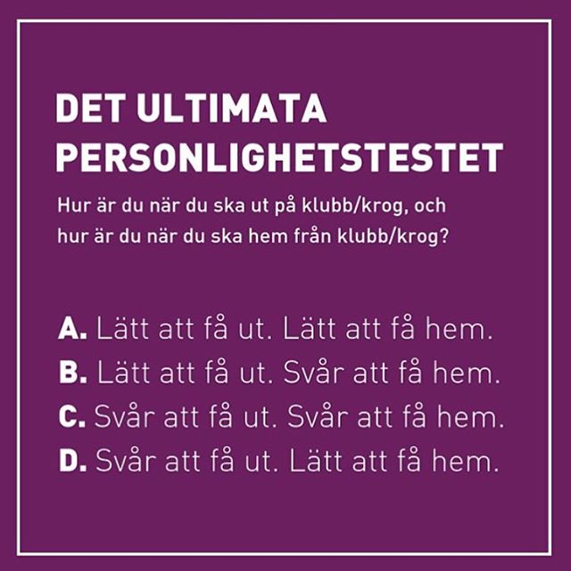 Då var det lördag igen! Låt oss quizza mitt och @urbansdotter's personlighetstest! Vem är ni?
